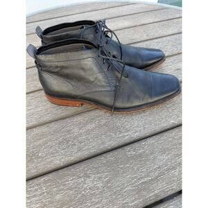 TED BAKER Mens Size 10.5 59 12305 Black Blue Leather Chukka Boots Square Toe